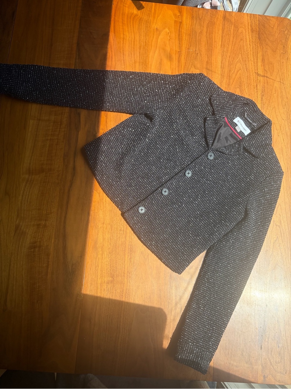 Calvin Klein Black and White Tweed Cropped Jacket